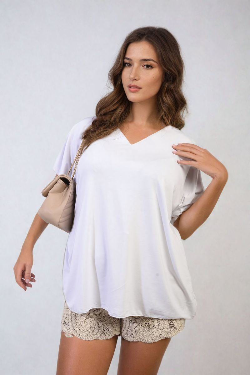 JULIANA Short Sleeve V-Neck Loose Top