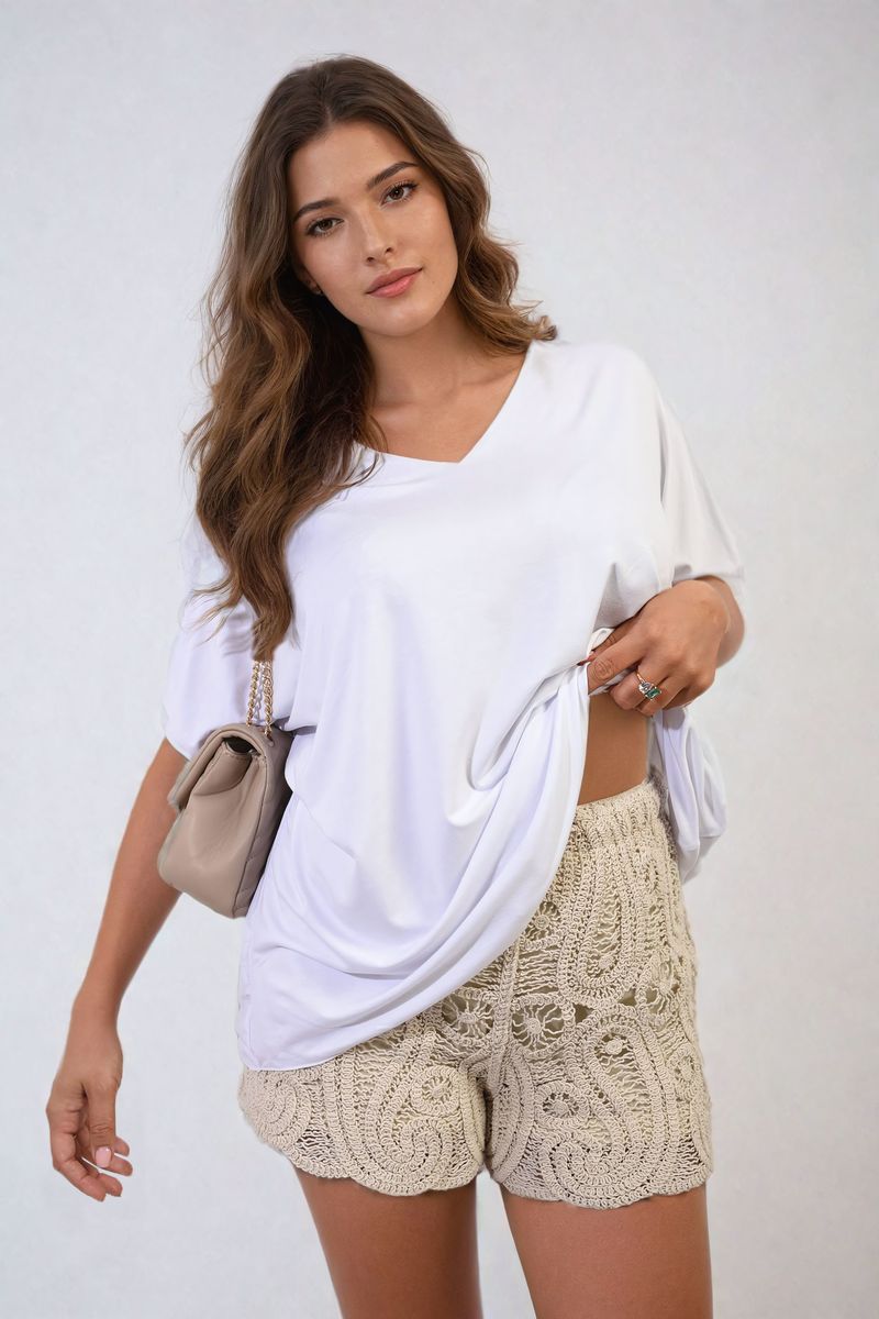 JULIANA Short Sleeve V-Neck Loose Top