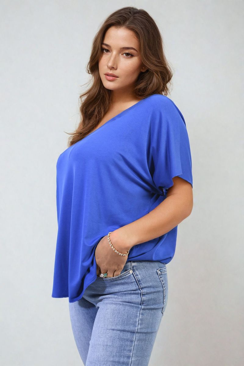 JULIANA Short Sleeve V-Neck Loose Top