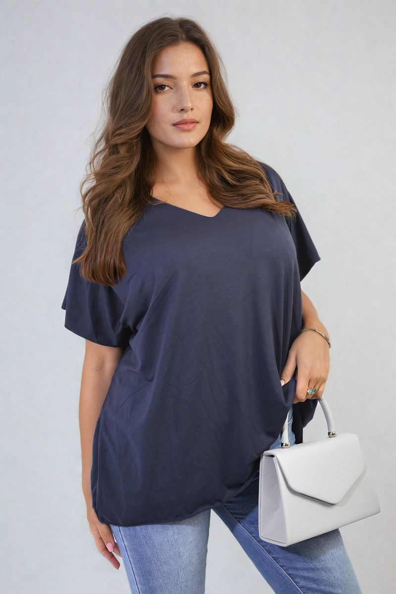 JULIANA Short Sleeve V-Neck Loose Top