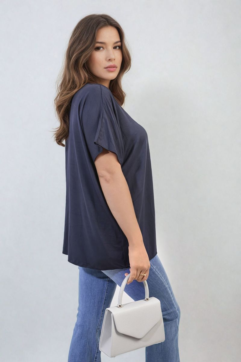 JULIANA Short Sleeve V-Neck Loose Top