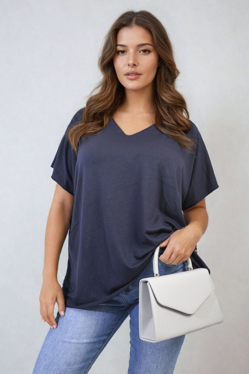 JULIANA Short Sleeve V-Neck Loose Top