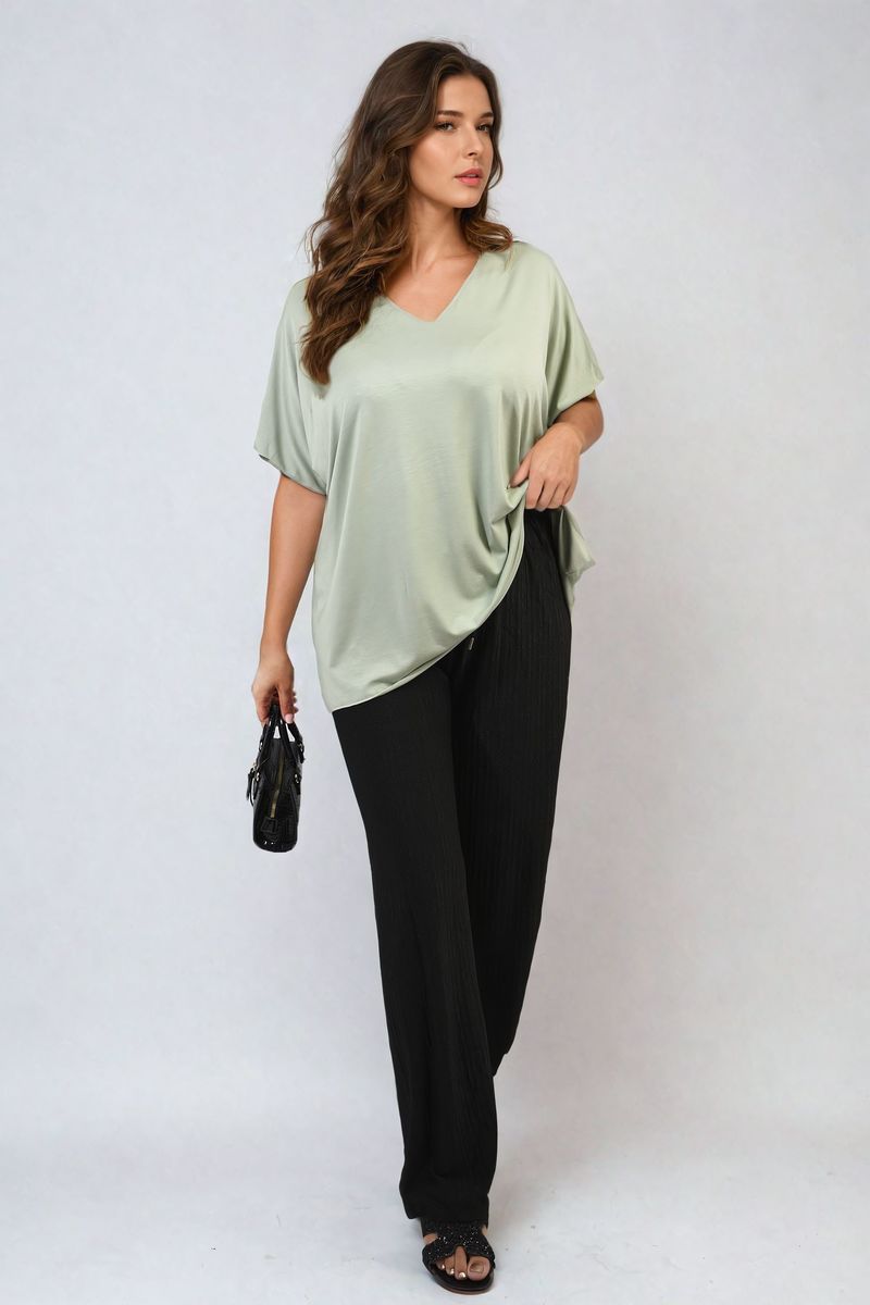 JULIANA Short Sleeve V-Neck Loose Top