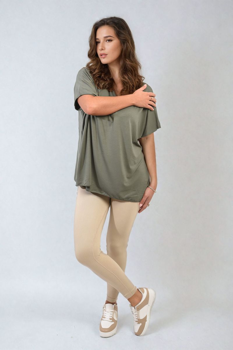 JULIANA Short Sleeve V-Neck Loose Top