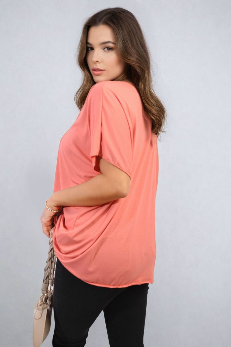 JULIANA Short Sleeve V-Neck Loose Top