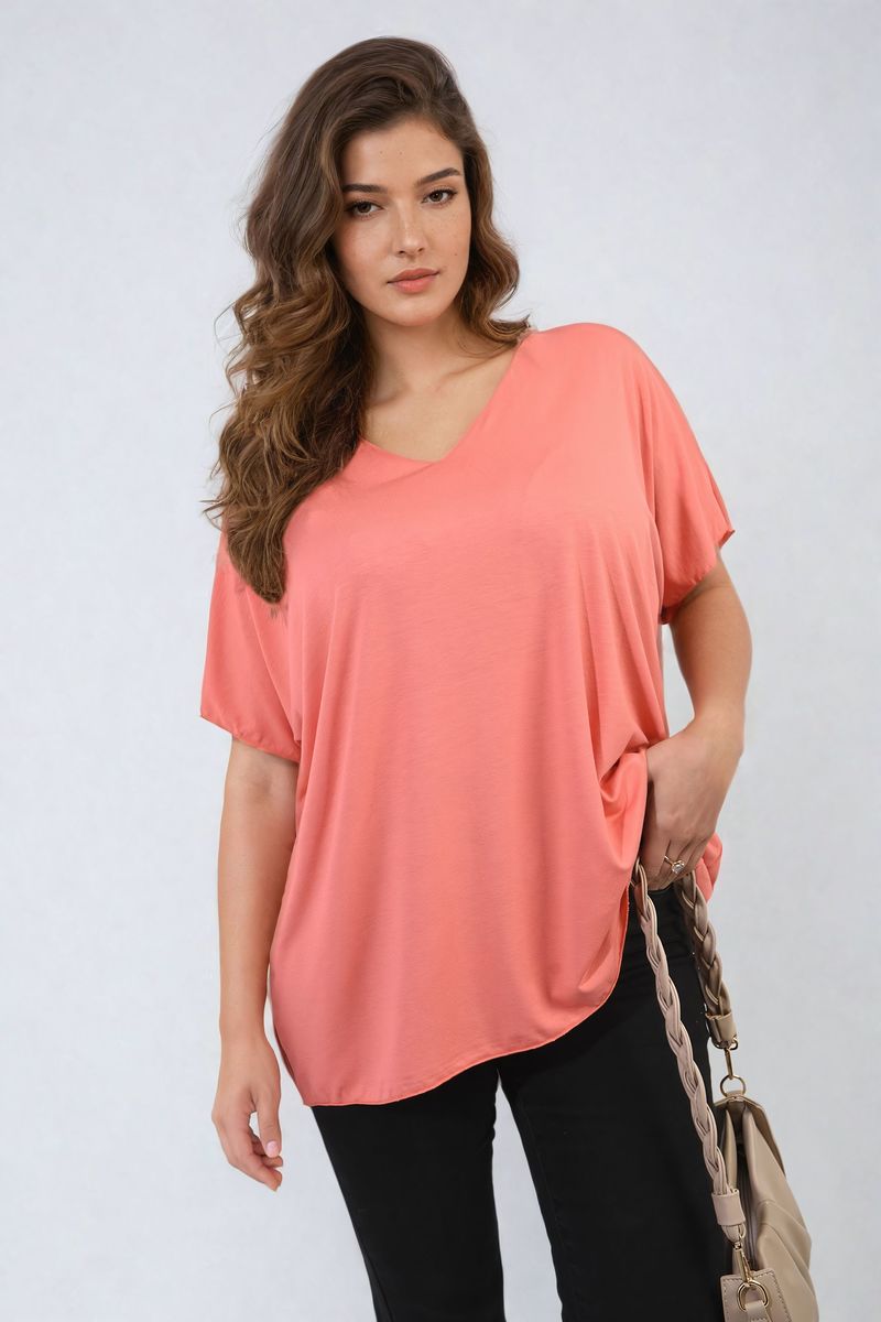 JULIANA Short Sleeve V-Neck Loose Top