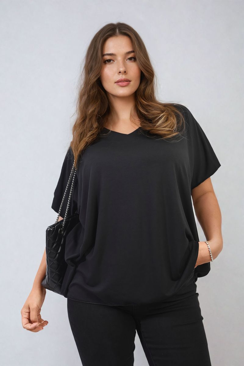 JULIANA Short Sleeve V-Neck Loose Top