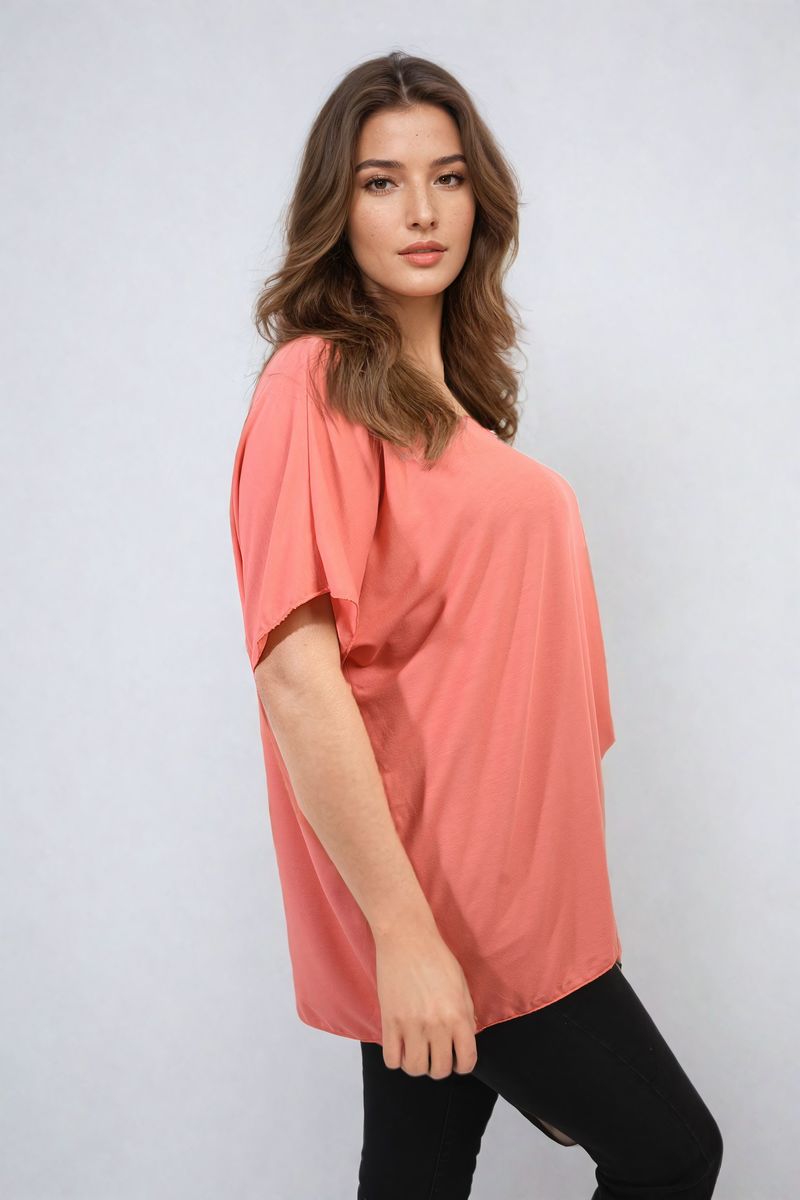 JULIANA Short Sleeve V-Neck Loose Top