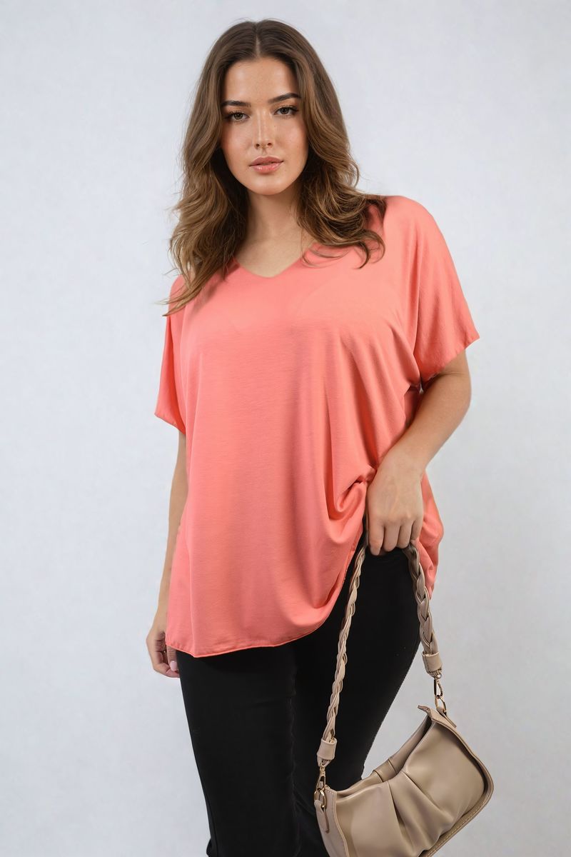 JULIANA Short Sleeve V-Neck Loose Top