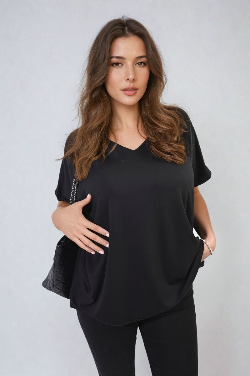 JULIANA Short Sleeve V-Neck Loose Top