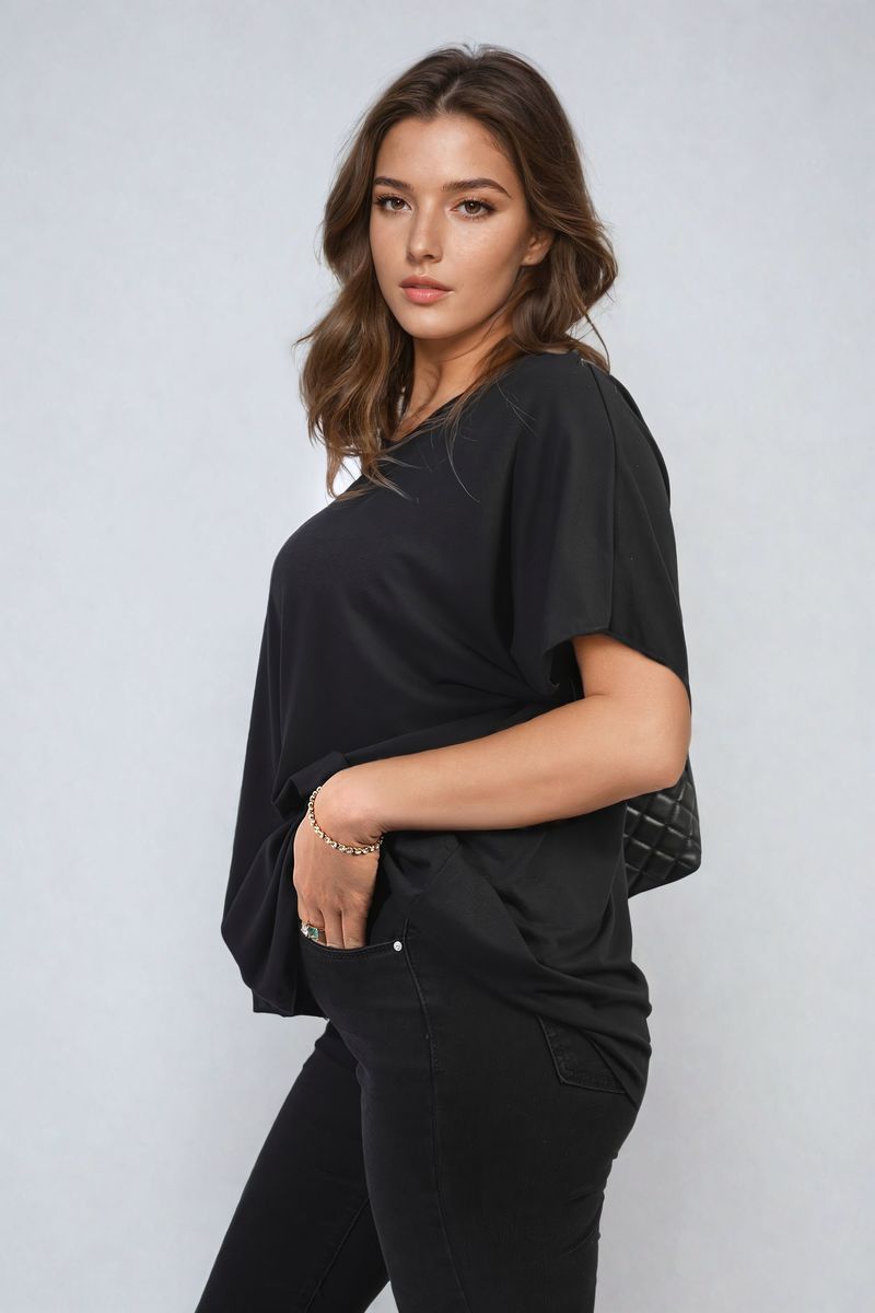 JULIANA Short Sleeve V-Neck Loose Top