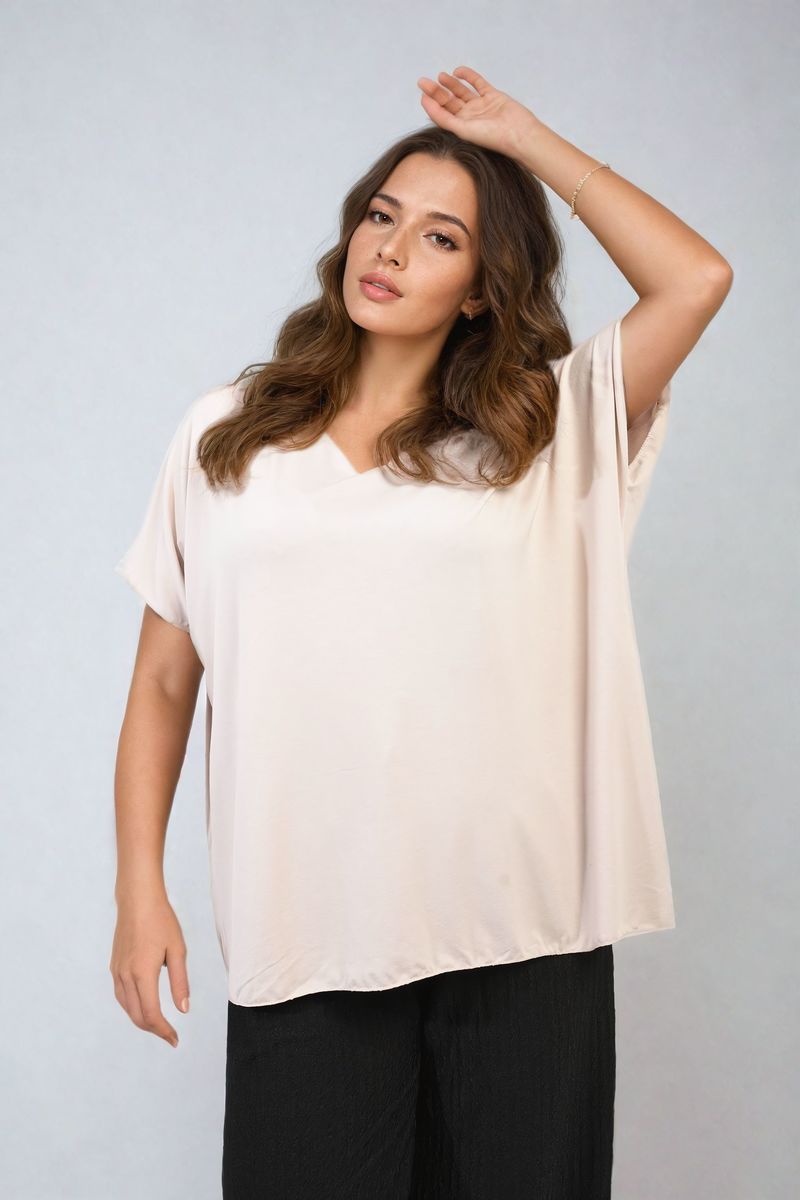 JULIANA Short Sleeve V-Neck Loose Top