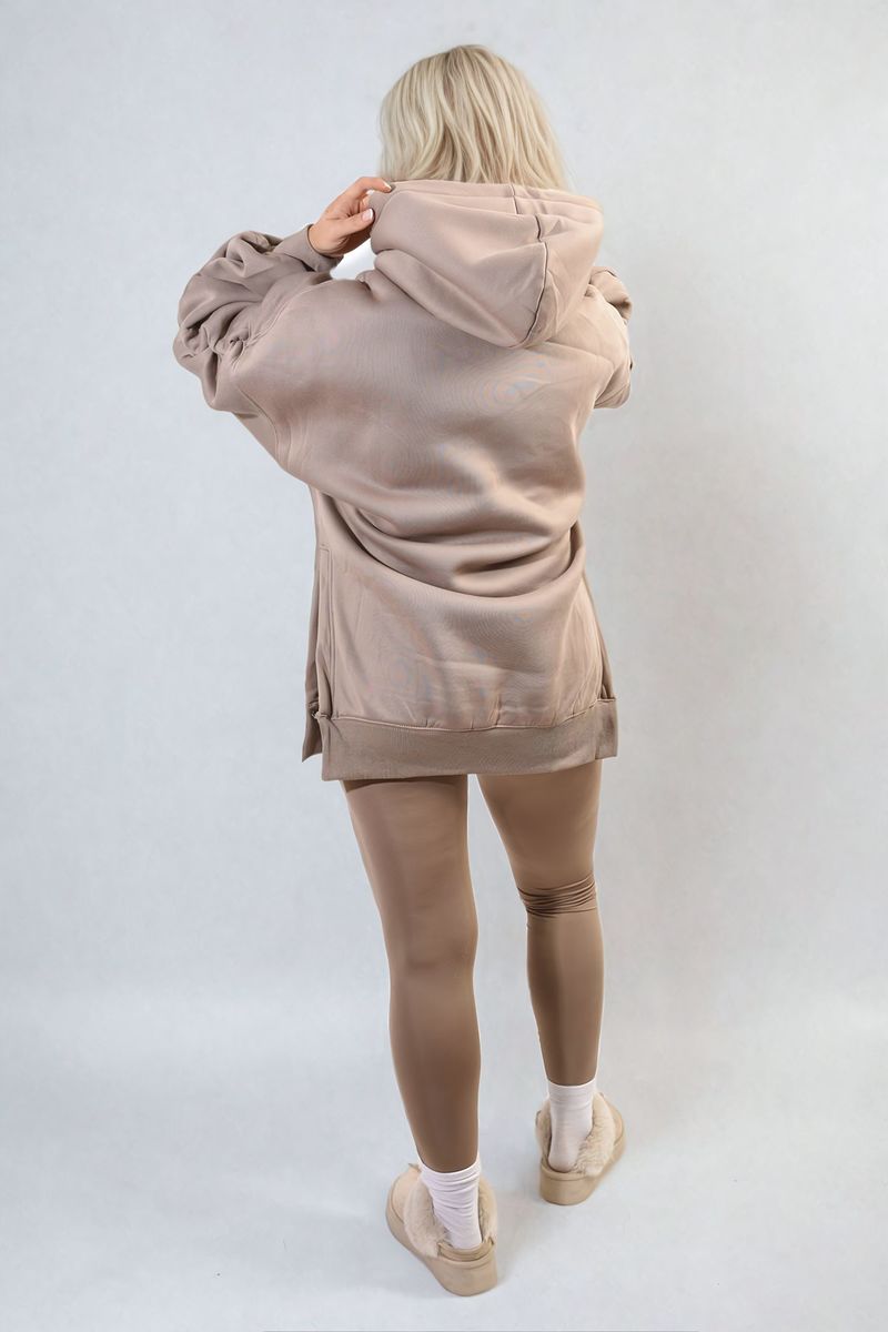 KATIE Oversized Hoodie with Side Split and Ribbed Leggings Co ord Set