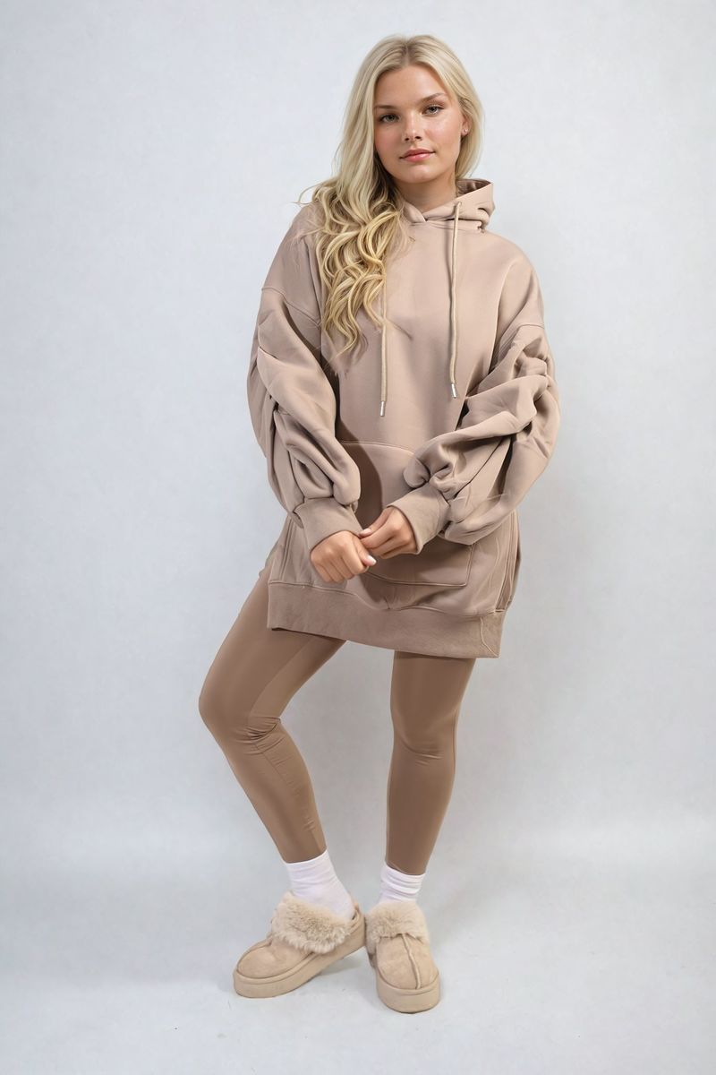 KATIE Oversized Hoodie with Side Split and Ribbed Leggings Co ord Set