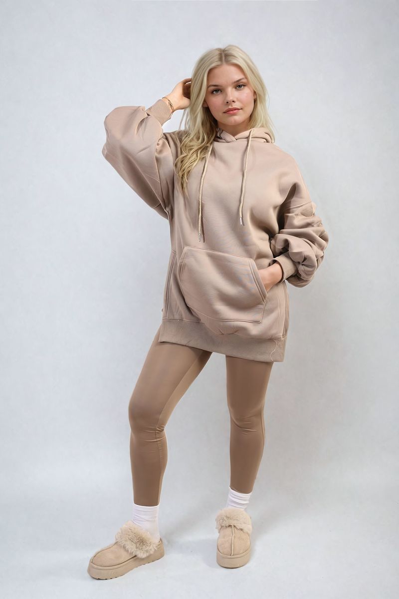 KATIE Oversized Hoodie with Side Split and Ribbed Leggings Co ord Set