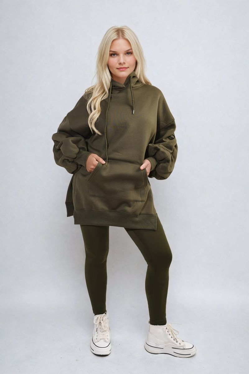 KATIE Oversized Hoodie with Side Split and Ribbed Leggings Co ord Set