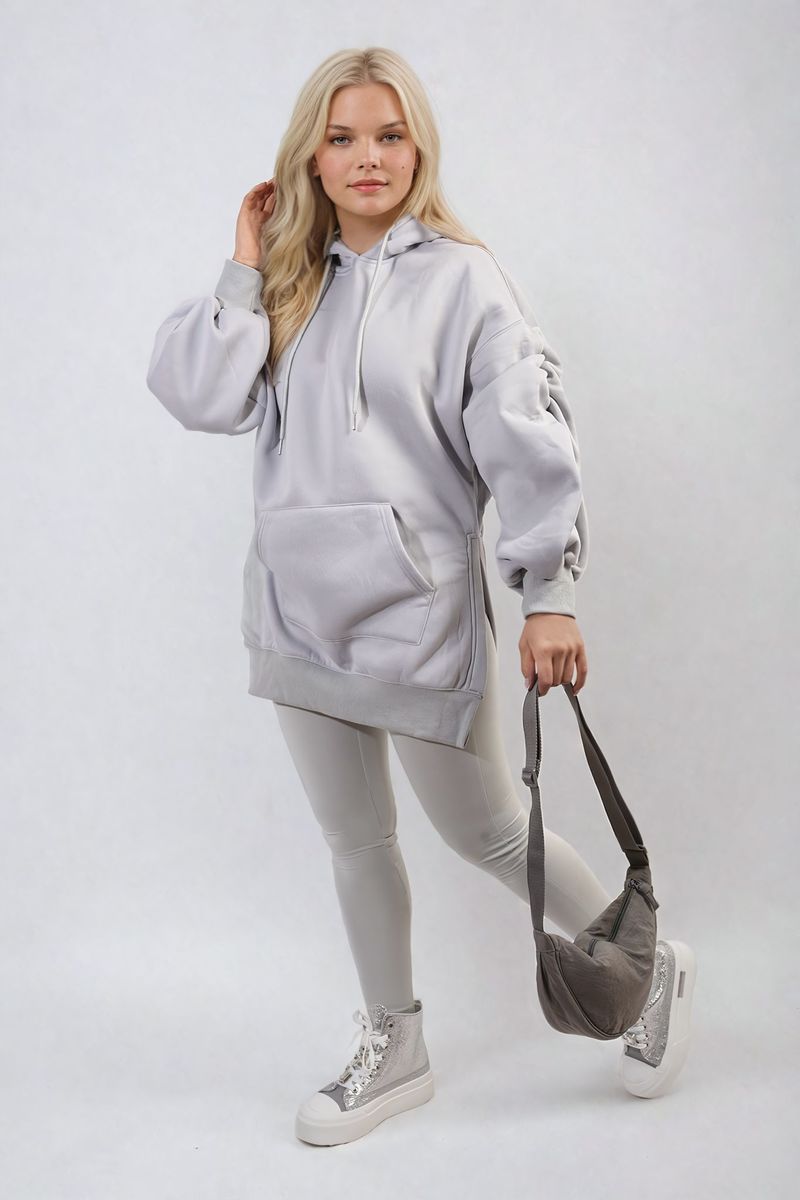 KATIE Oversized Hoodie with Side Split and Ribbed Leggings Co ord Set