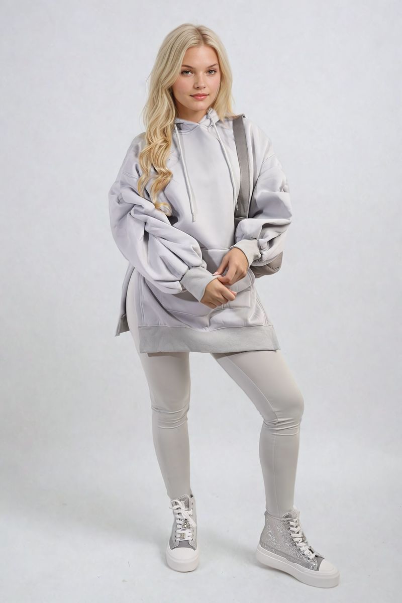 KATIE Oversized Hoodie with Side Split and Ribbed Leggings Co ord Set