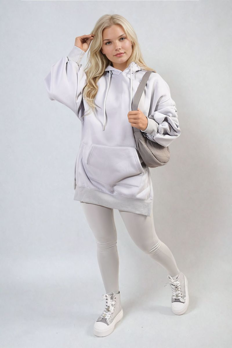 KATIE Oversized Hoodie with Side Split and Ribbed Leggings Co ord Set