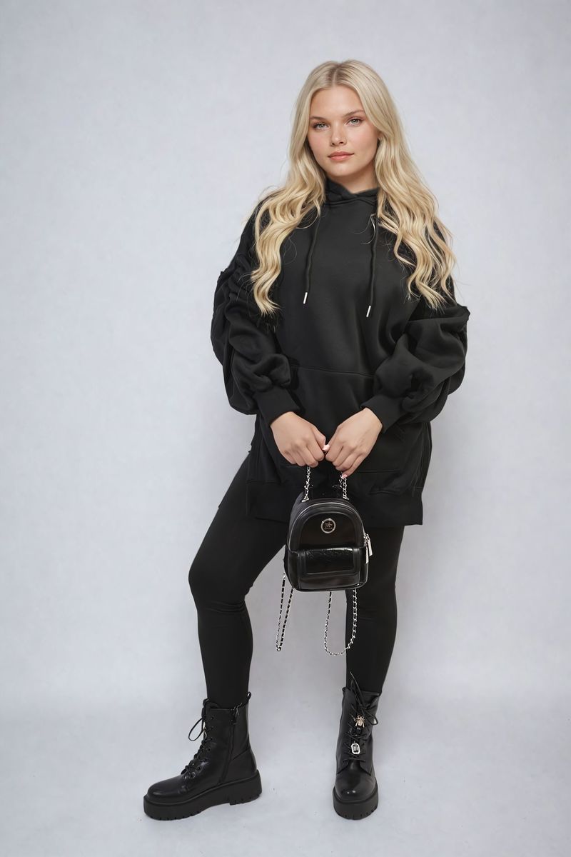 KATIE Oversized Hoodie with Side Split and Ribbed Leggings Co ord Set