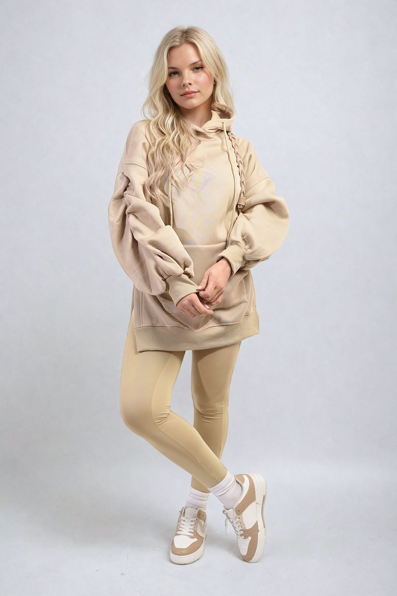 KATIE Oversized Hoodie with Side Split and Ribbed Leggings Co ord Set