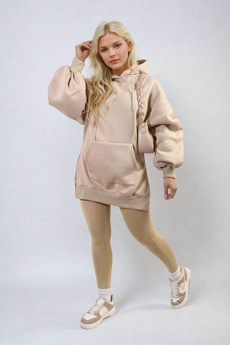 KATIE Oversized Hoodie with Side Split and Ribbed Leggings Co ord Set