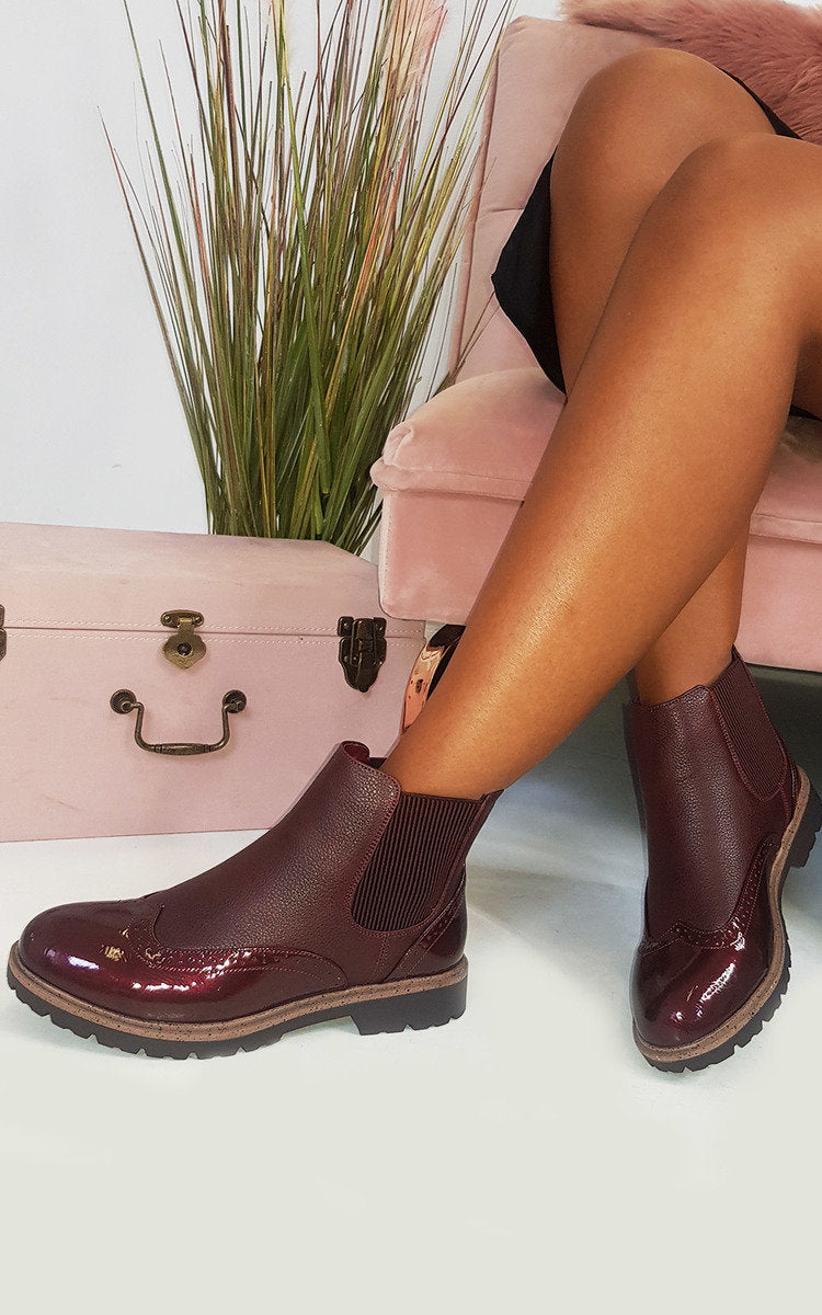 KENSIE Faux Leather Brogue Chelsea Boots