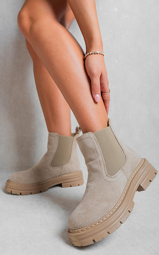 KIANA Chunky Chelsea Suede Ankle Boots