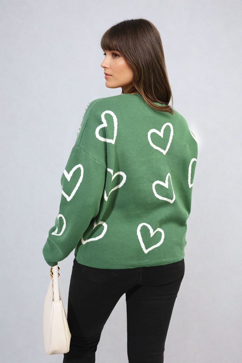 LAURA V-neck Stone Long Sleeve Knitted Jumper