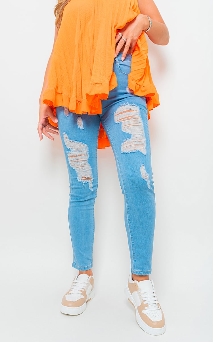 LAUREN Distressed High Waisted Jeans