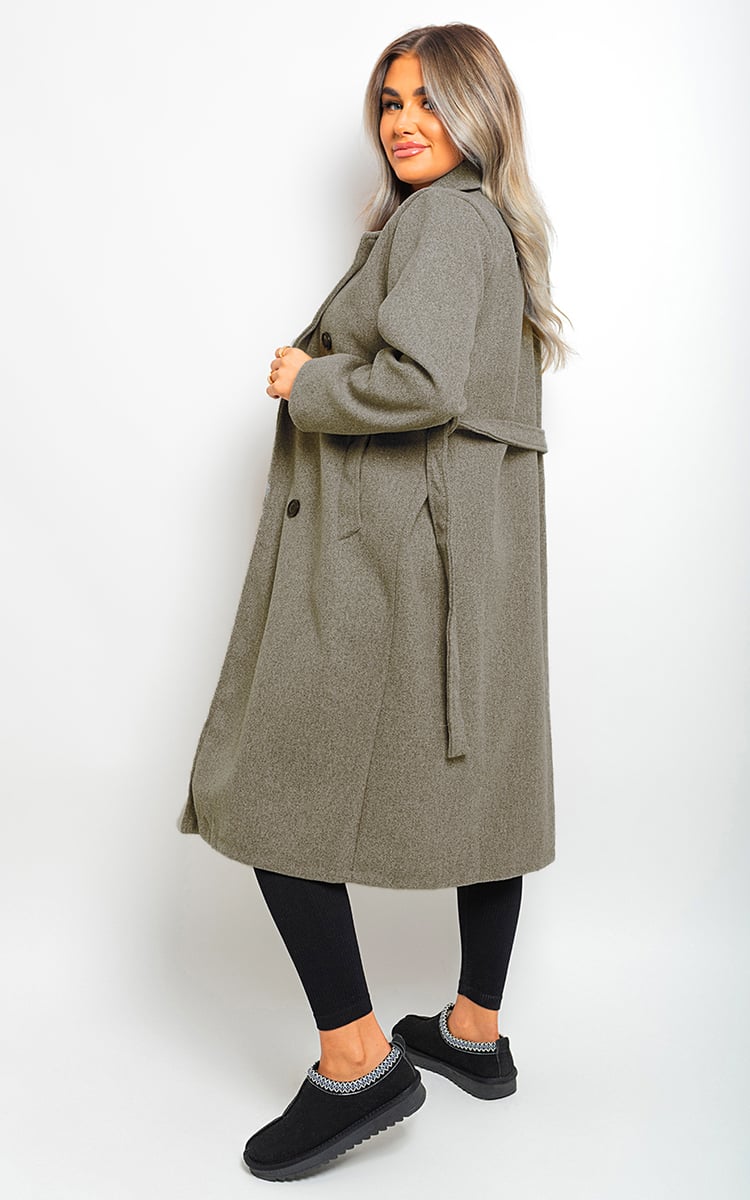 LAURYN Button Detail Belted Trench Coat