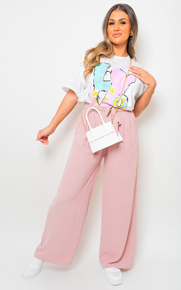 LAURYN Drawstring Waist Wide Leg Trouser