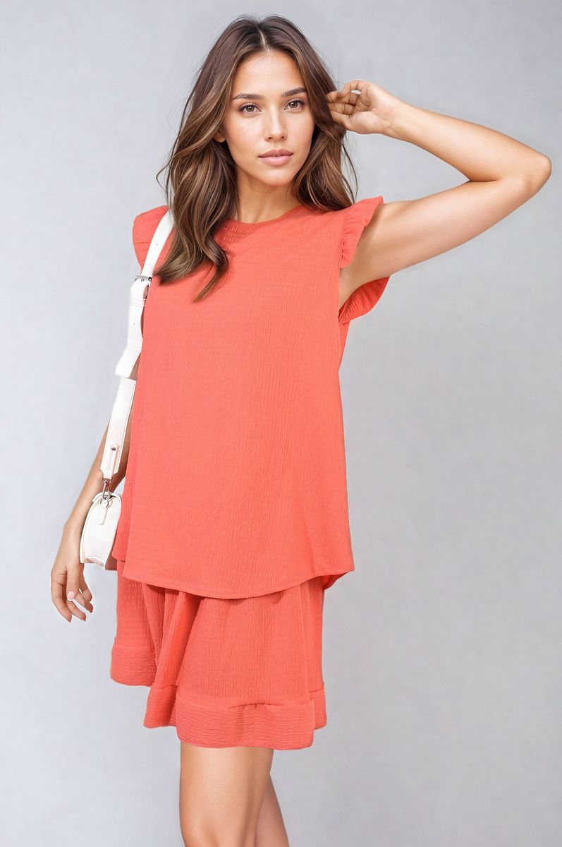 LAYLA Ruffle Trim Sleeve Top and Shorts Co-ord Set