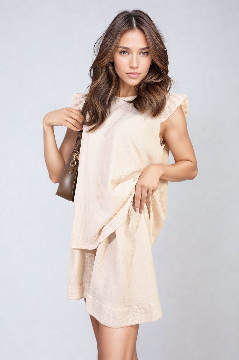 LAYLA Ruffle Trim Sleeve Top and Shorts Co-ord Set