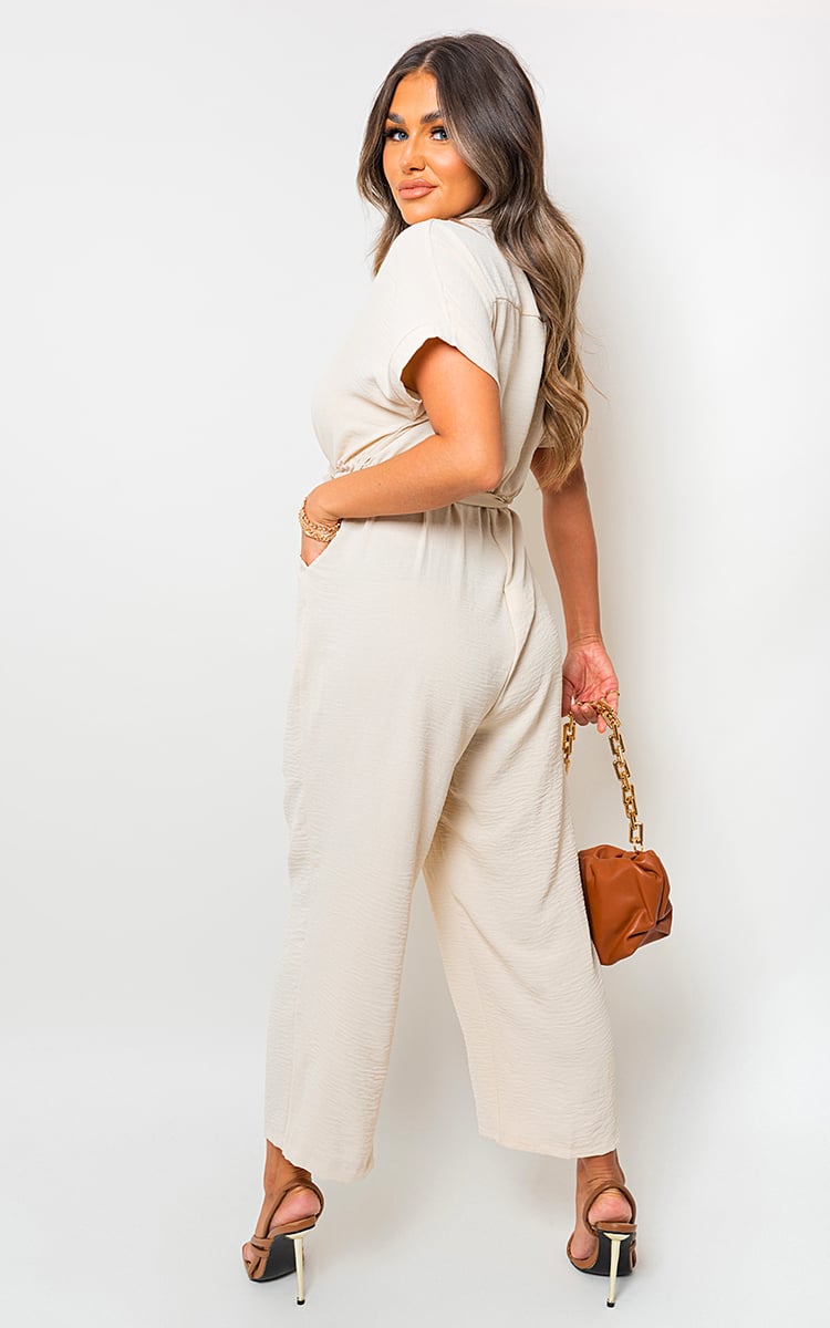 LEAH Casual Tie Waist Short Sleeve Jumpsuit