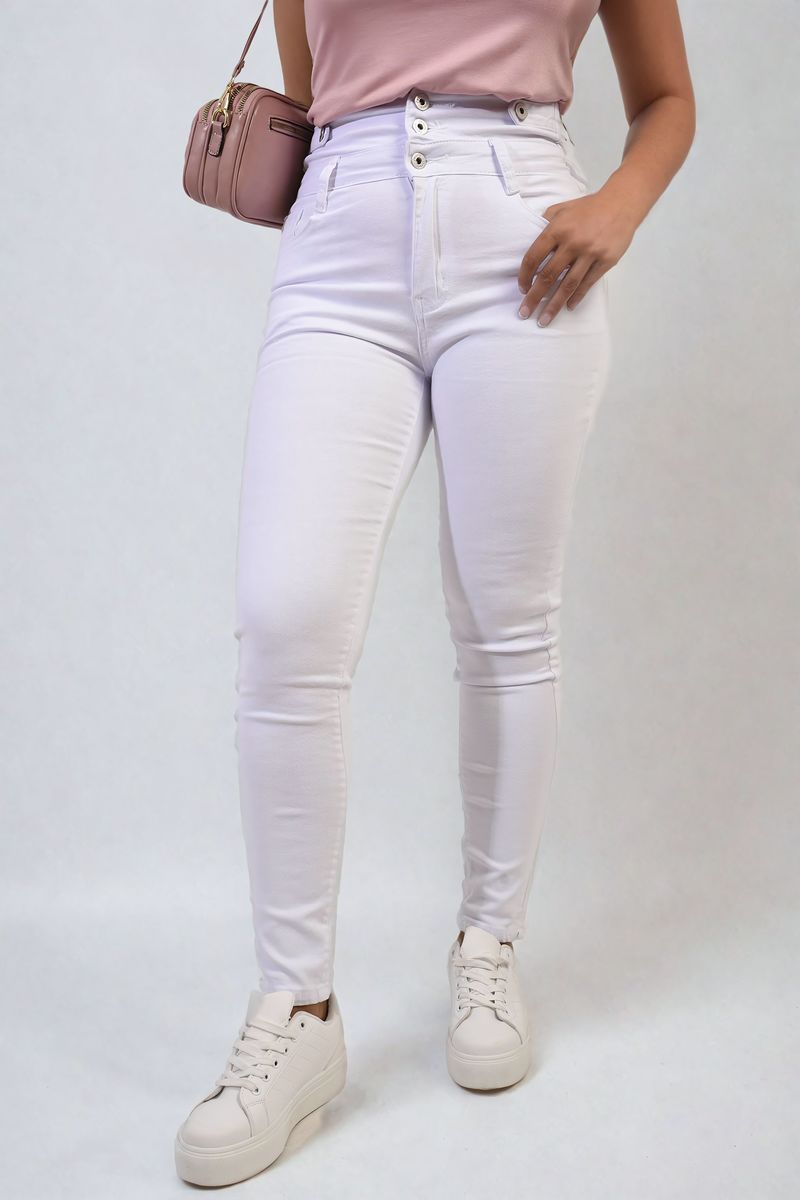 LEANNA High Waist Button Skinny Jeans (PLUS SIZE AVAILABLE)