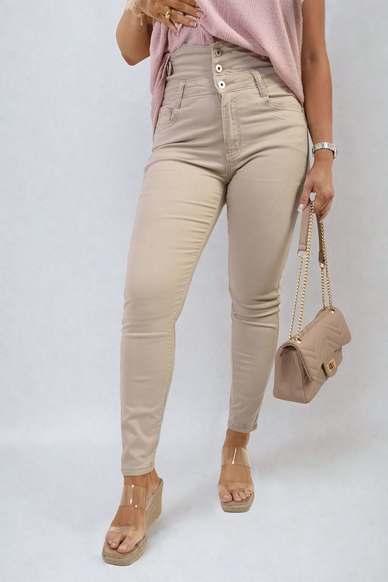 LEANNA High Waist Button Skinny Jeans (PLUS SIZE AVAILABLE)