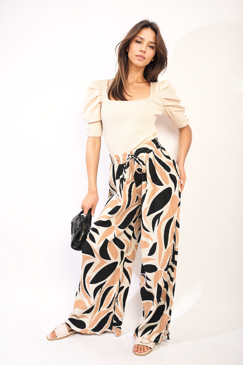 LEONA Abstract Pattern Wide Leg Trousers