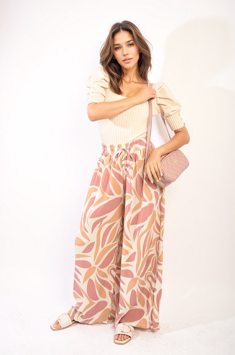 LEONA Abstract Pattern Wide Leg Trousers