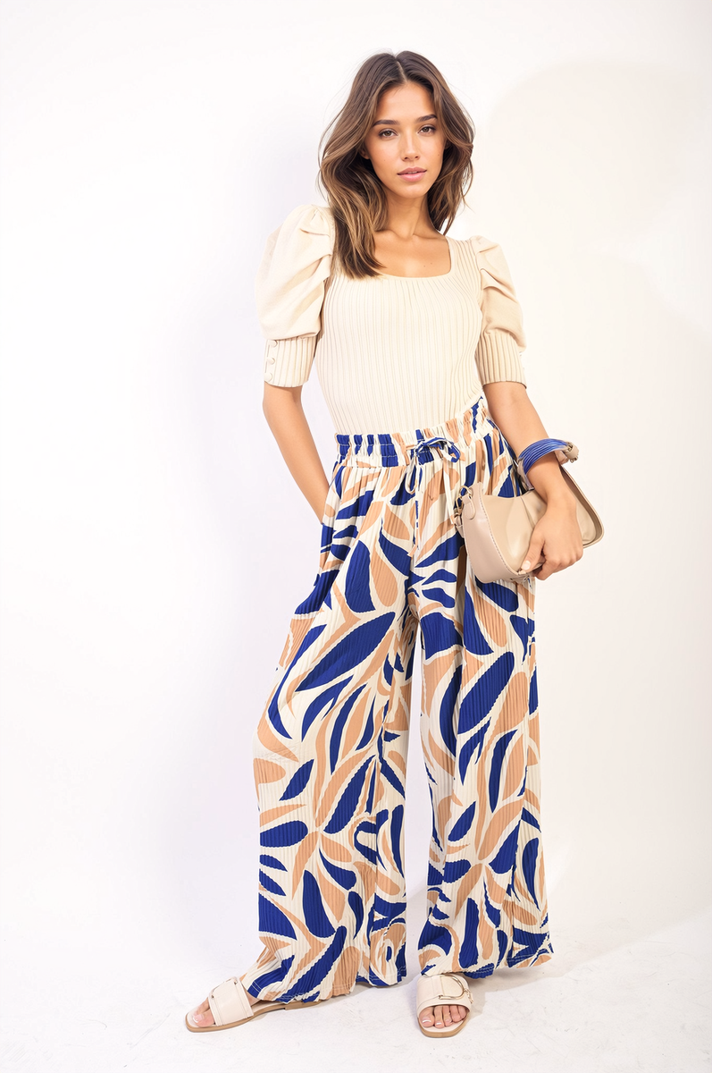 LEONA Abstract Pattern Wide Leg Trousers