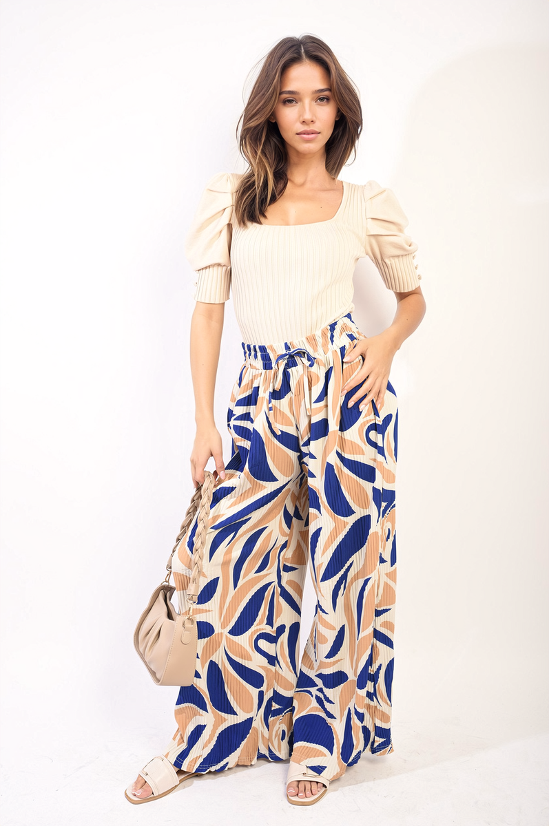 LEONA Abstract Pattern Wide Leg Trousers