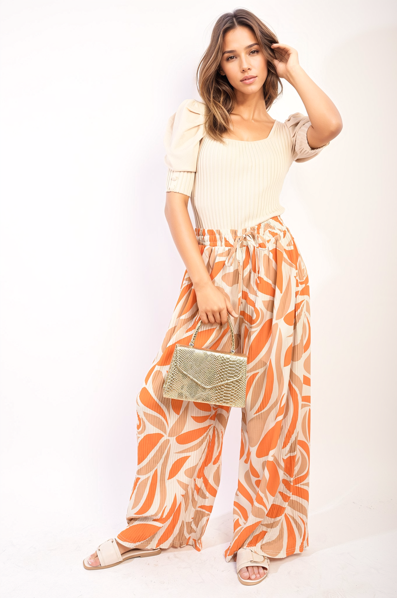 LEONA Abstract Pattern Wide Leg Trousers