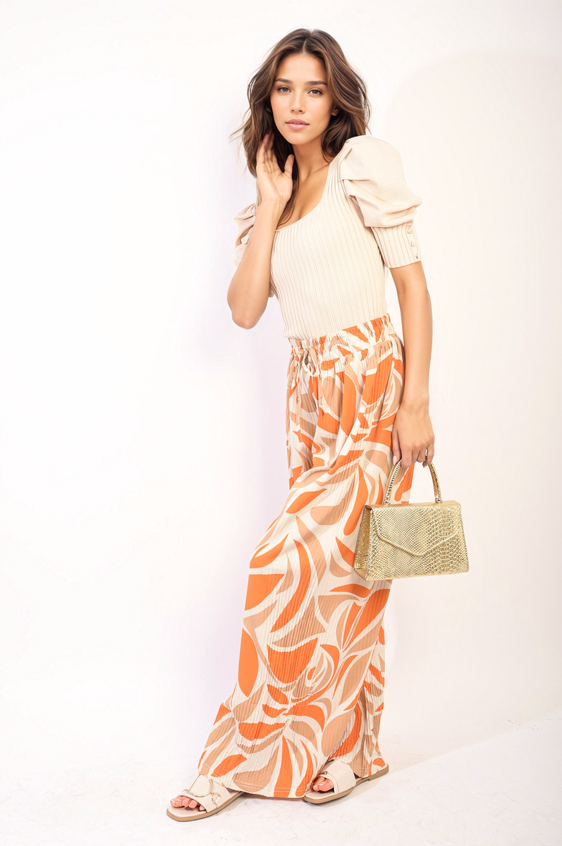 LEONA Abstract Pattern Wide Leg Trousers