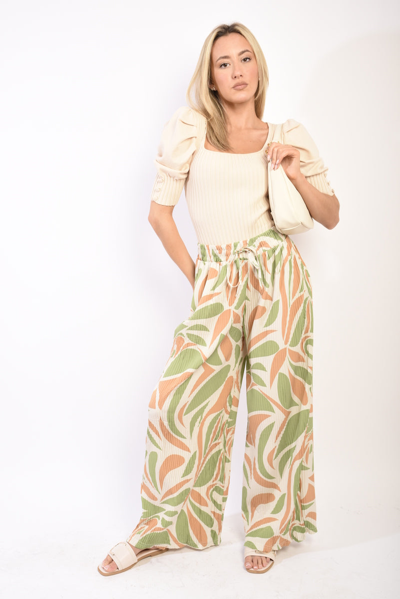 LEONA Abstract Pattern Wide Leg Trousers