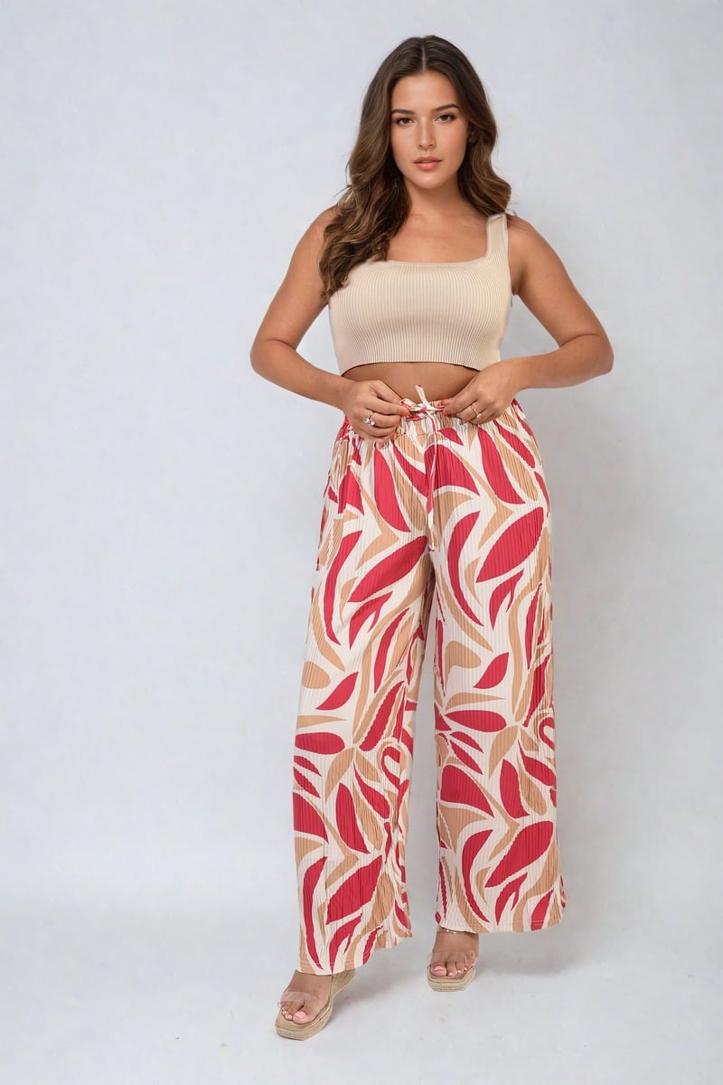 LEONA Abstract Pattern Wide Leg Trousers