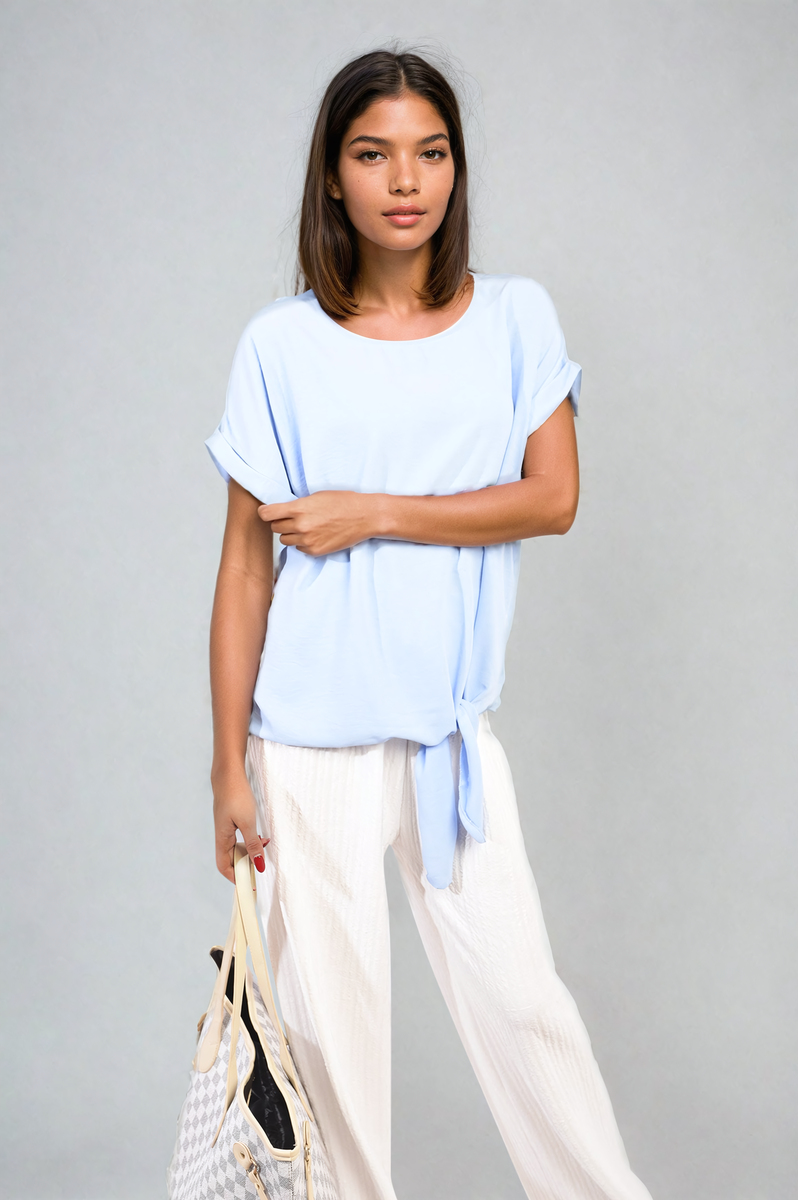 LUELLA Short Sleeve Tie Front Top