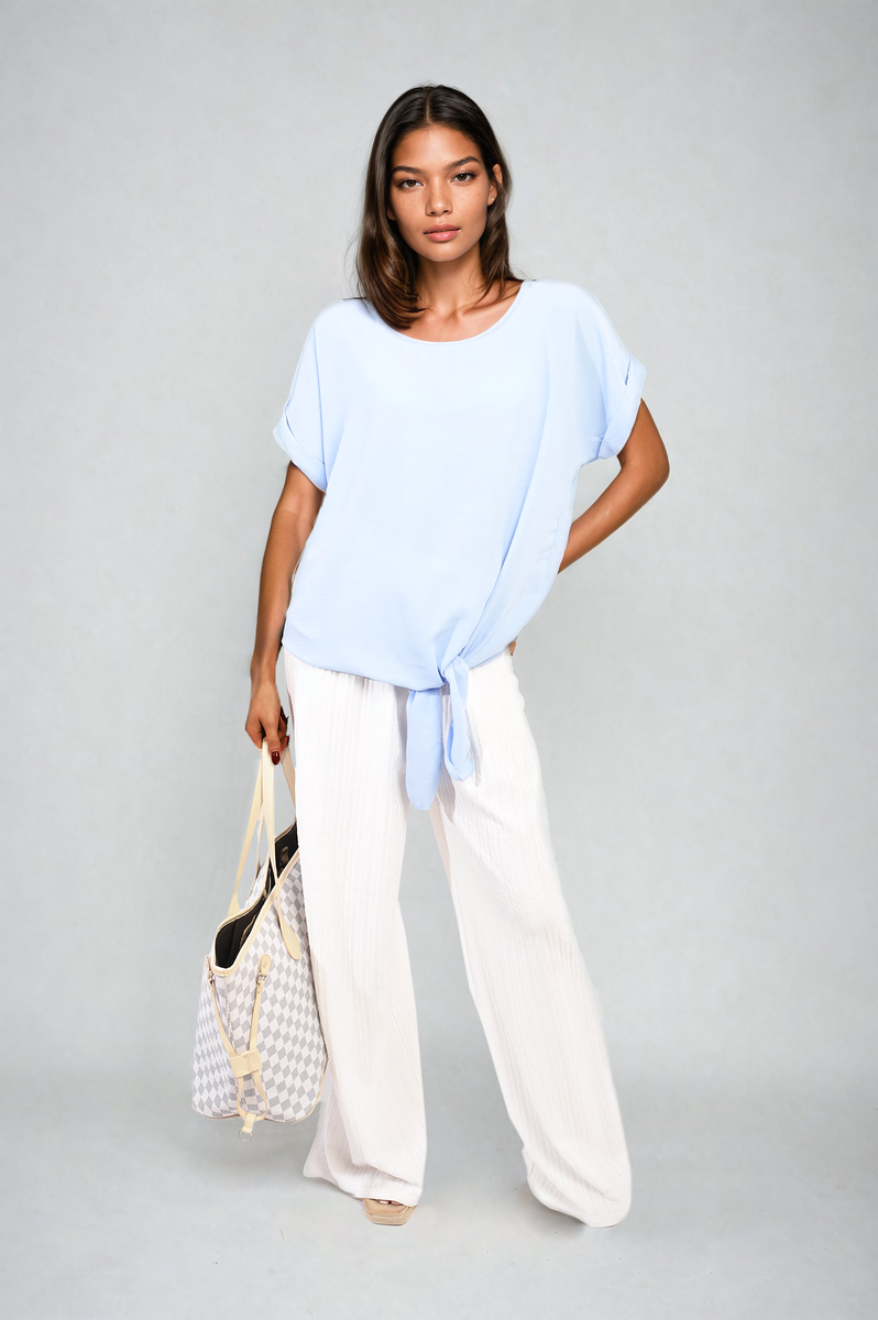 LUELLA Short Sleeve Tie Front Top