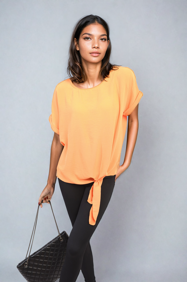 LUELLA Short Sleeve Tie Front Top