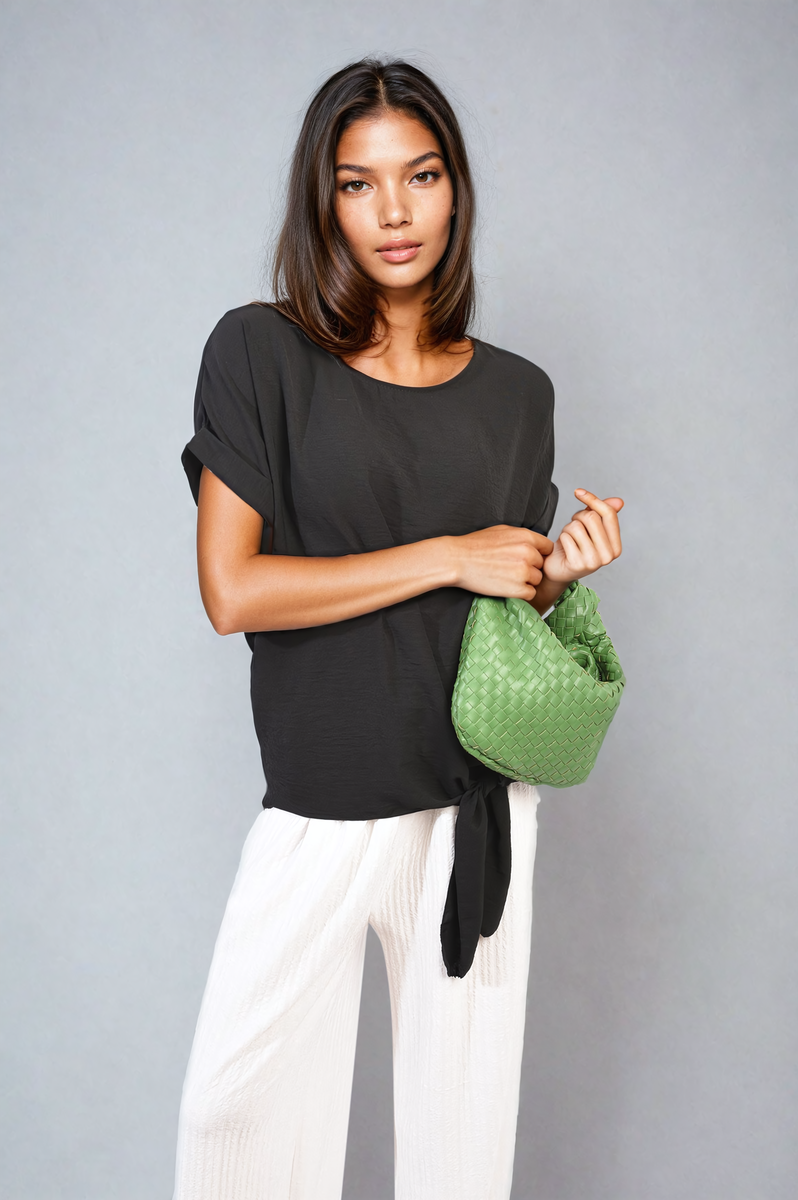 LUELLA Short Sleeve Tie Front Top