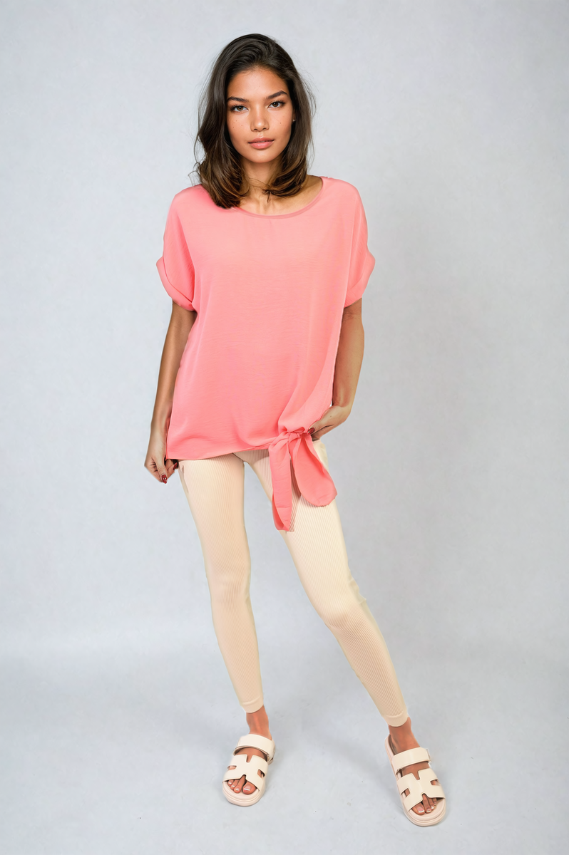 LUELLA Short Sleeve Tie Front Top